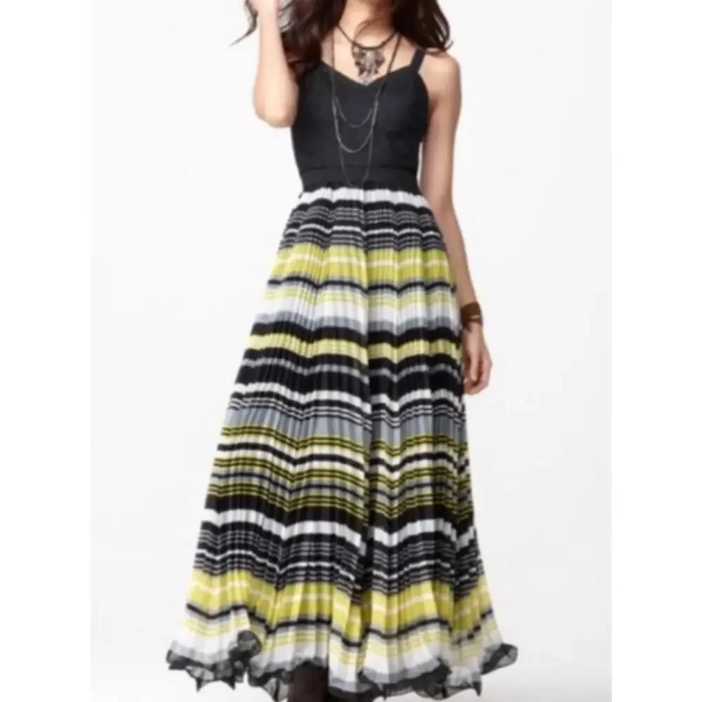 Free People Women California Sunrise Accordion Pleats‎ Bustier Maxi Dress New 0